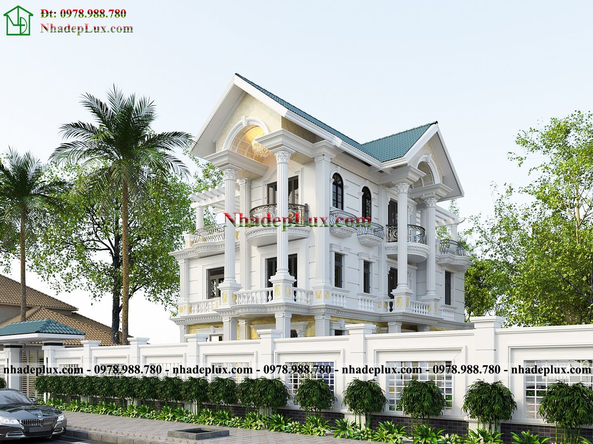 Biệt thự 3 tầng cổ điển 9x15m mái thái đẹp tại Hà Nội LUXBT3T17