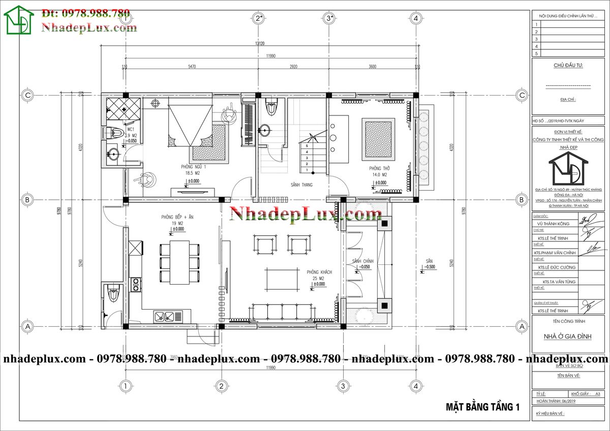 Mẫu biệt thự 3 tầng 10x13m mái thái tại Hà Nội LUXBT3T9