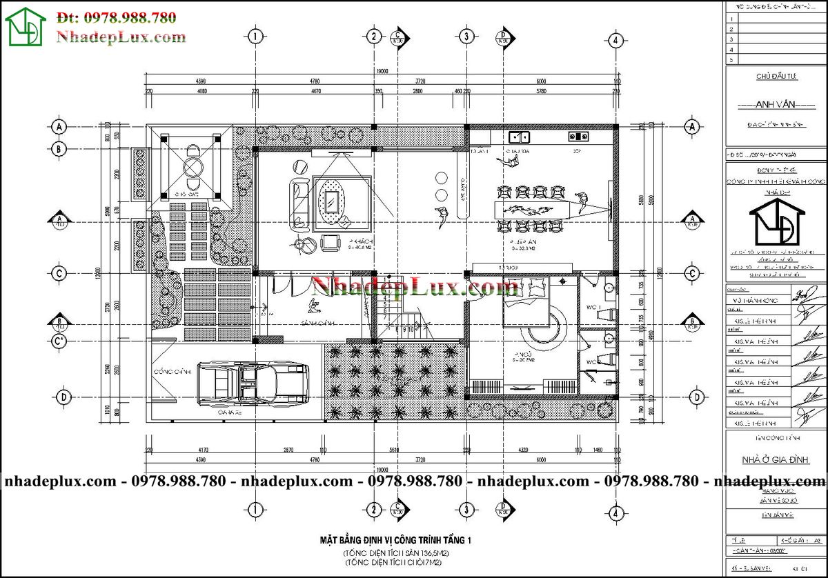 Mẫu biệt thự 3 tầng mái nhật 11x19m tại Ninh Bình LUXBT3T13