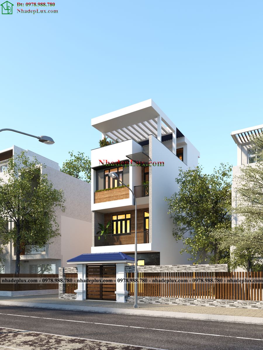 Thiết kế nhà phố 4 tầng 5x14m hiện đại tại Thái Bình LUXNO4T6