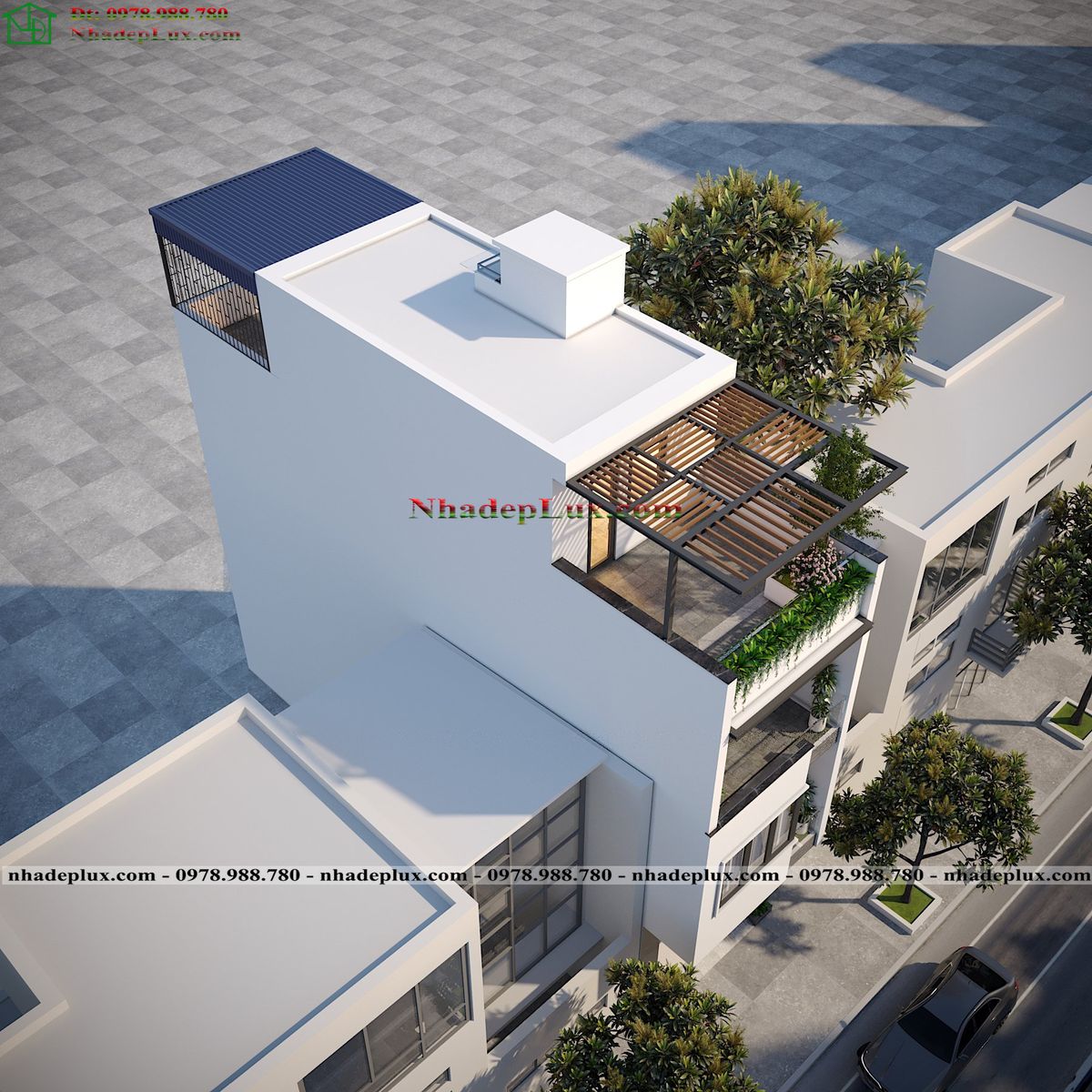 Thiết kế nhà phố 3 tầng 1 tum 4x14m tại Hà Nội LUXNO4T5