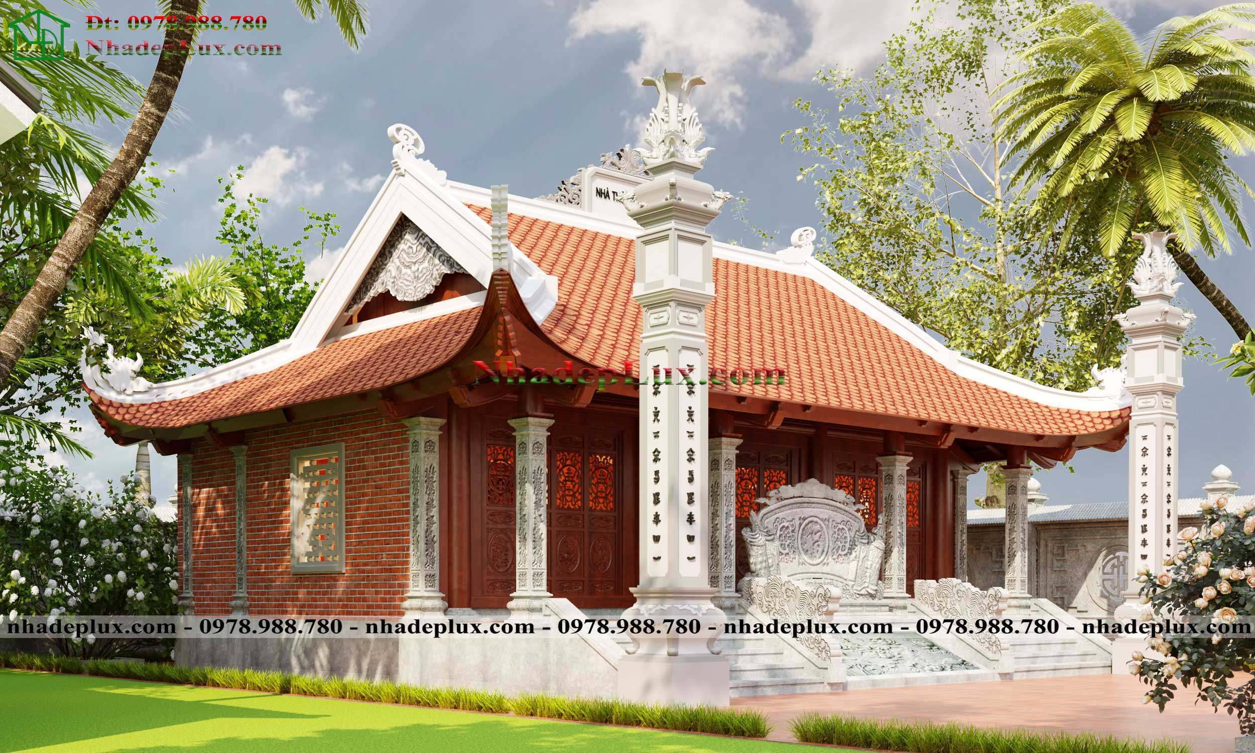 Thiết kế nhà thờ họ 8 mái tại Thanh Hóa LUXNTH8