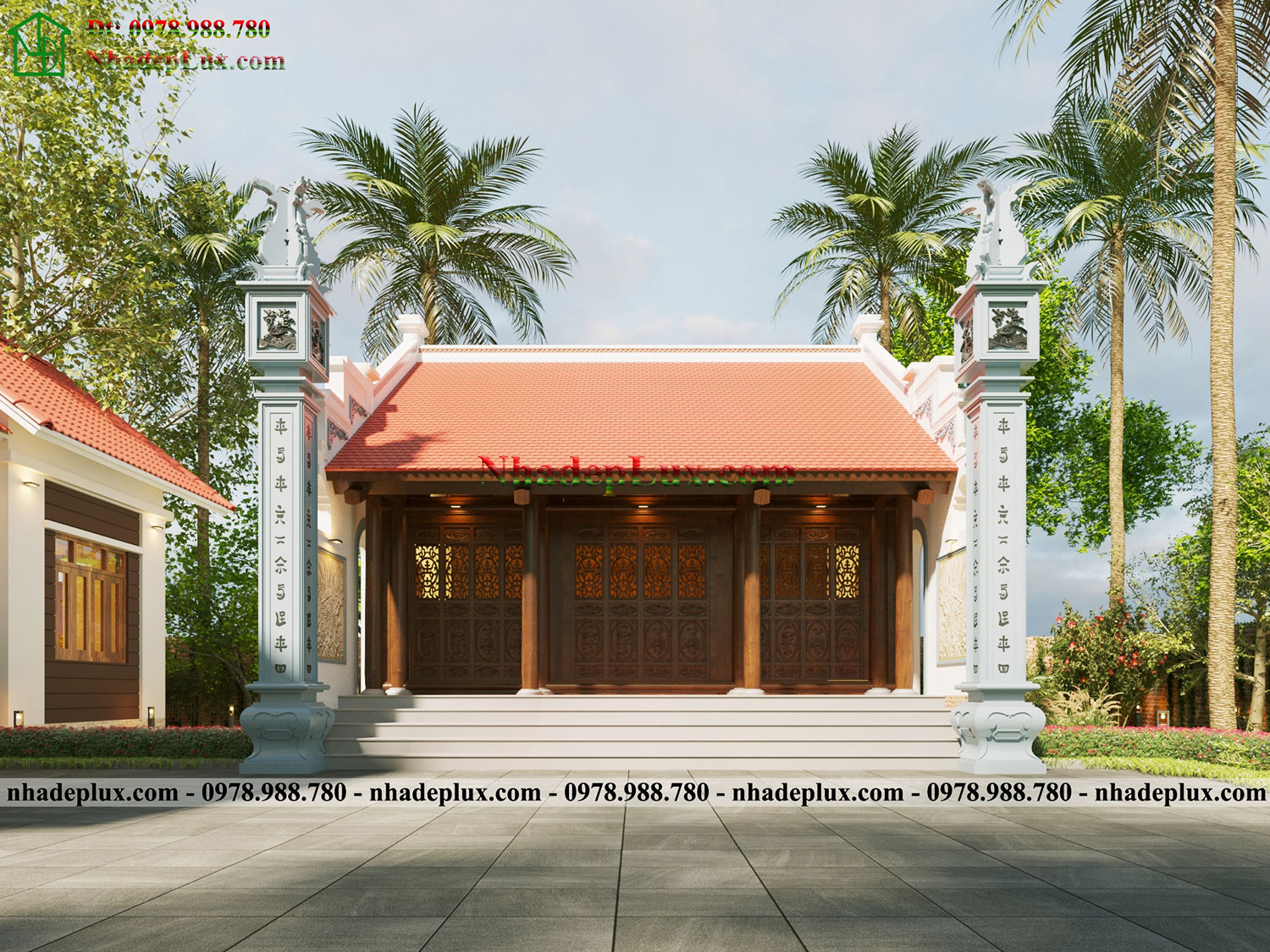 Thiết kế nhà thờ họ 8x8m tại Hưng Yên LUXNTH6
